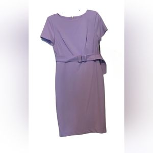 Purple Calvin Klein Belt Sheath Dress